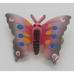 Vintage small enamel butterfly moth‎ bug brooch pin signed Korea